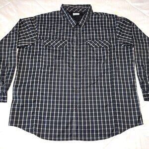 COLUMBIA Omni Shade Black Plaid Vented Fishing Short Sleeve Mens Shirt Size 4XL